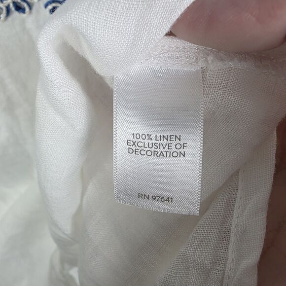 J.Jill ~ XS ~ NEW Very Pretty Linen Embroidered Bell-Sleeve Tunic ~ NWT - Picture 5 of 7